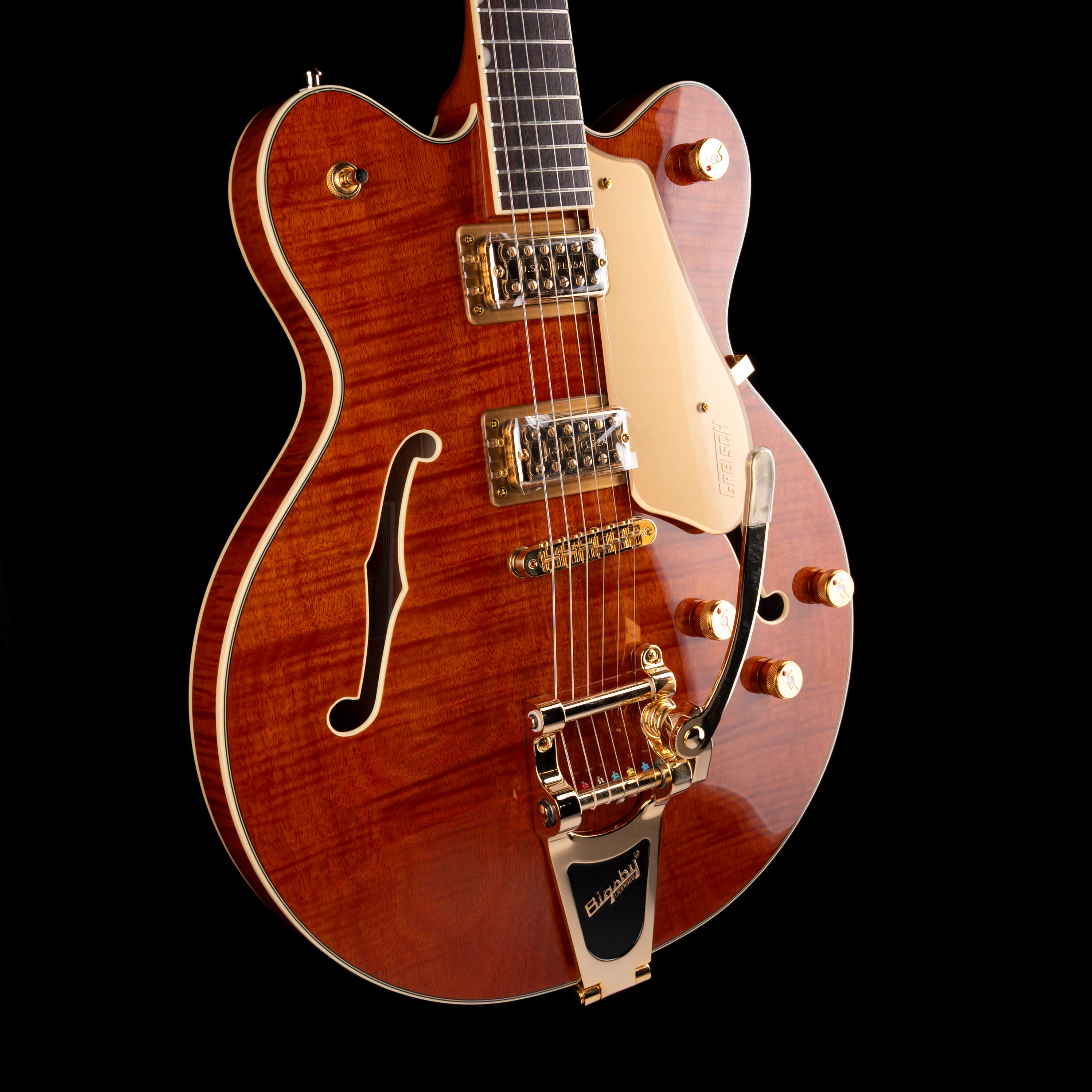 Used 2025 Gretsch Limited Edition Electromatic Flame Okoume Broadkaster Roundup Orange - Image 6