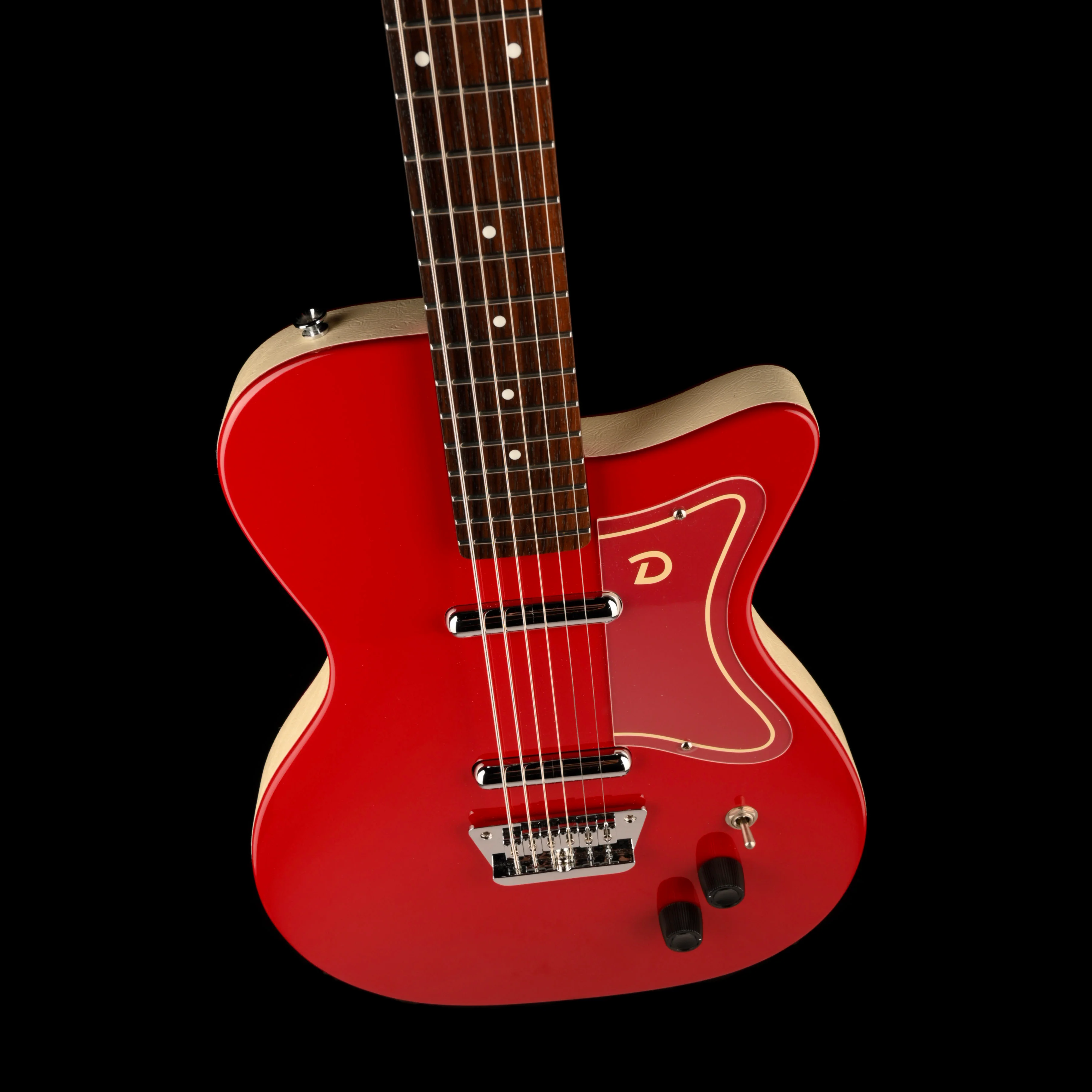 Used Danelectro 56 Baritone Red Flake Guitar With Gig Bag - Image 3
