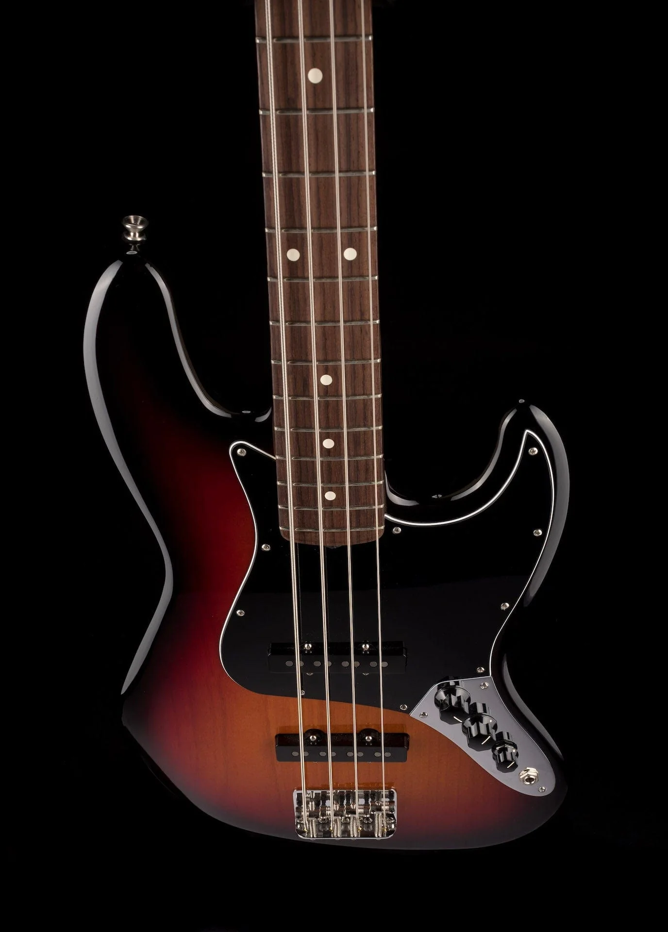 Used 2019 Fender American Performer Jazz Bass 3-Tone Sunburst with Case - Image 4