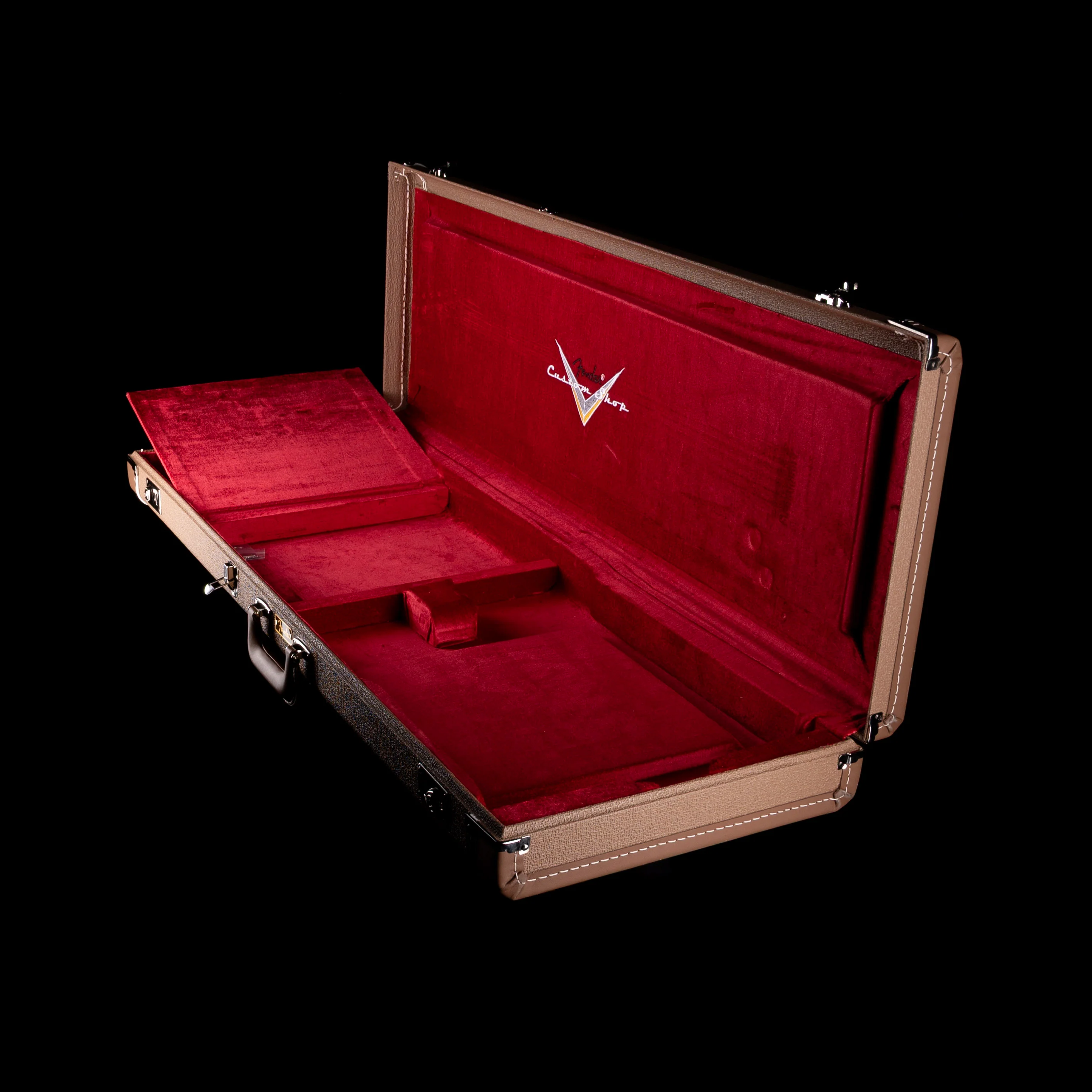 Used Fender Custom Shop Deluxe G&G Strat/Tele Guitar Case Brown with Red Interior - Image 3