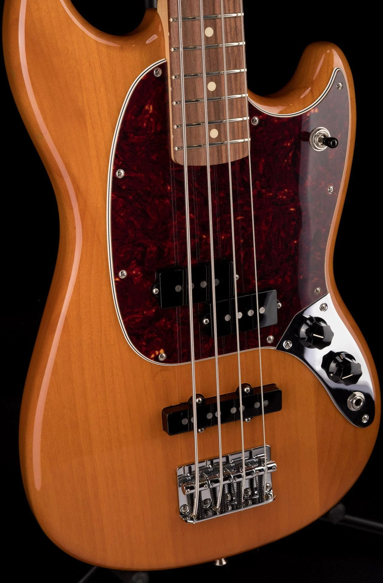 Used Fender Player Mustang Bass PJ Pau Ferro Aged Natural with Gig Bag - Image 9