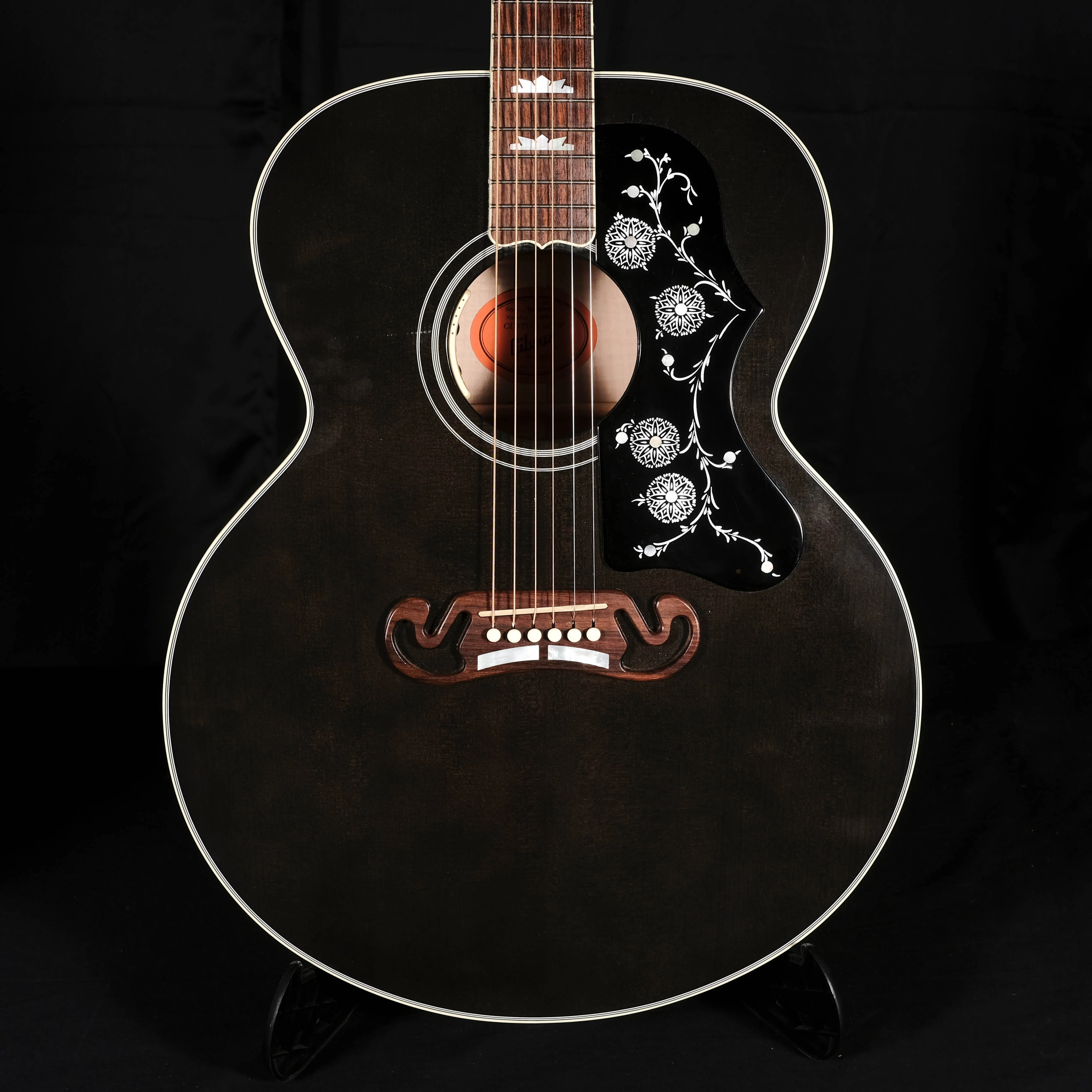 Pre Owned 2014 Gibson Custom Shop SJ-200 Acoustic Guitar Trans Black With OHSC