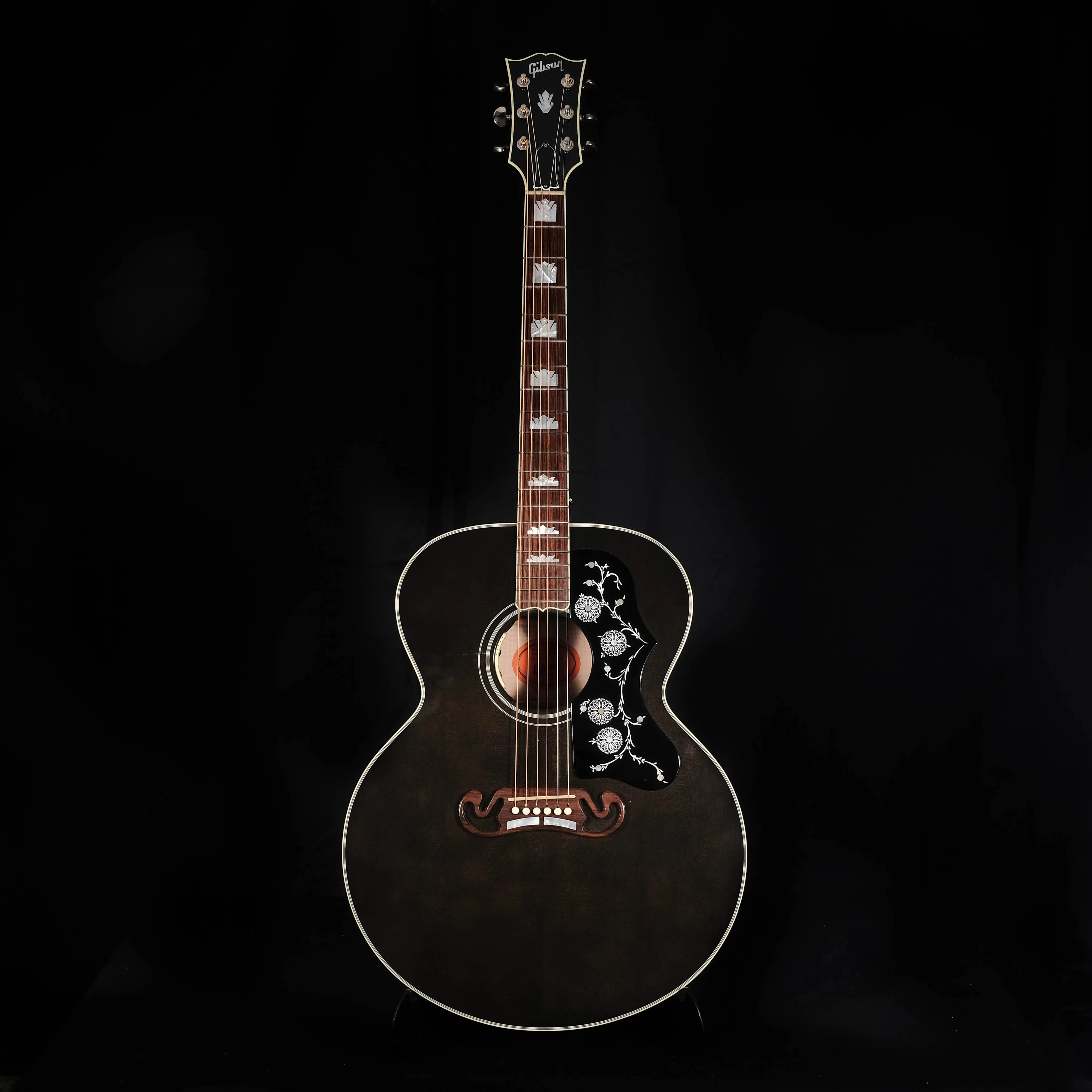 Pre Owned 2014 Gibson Custom Shop SJ-200 Acoustic Guitar Trans Black With OHSC - Image 2