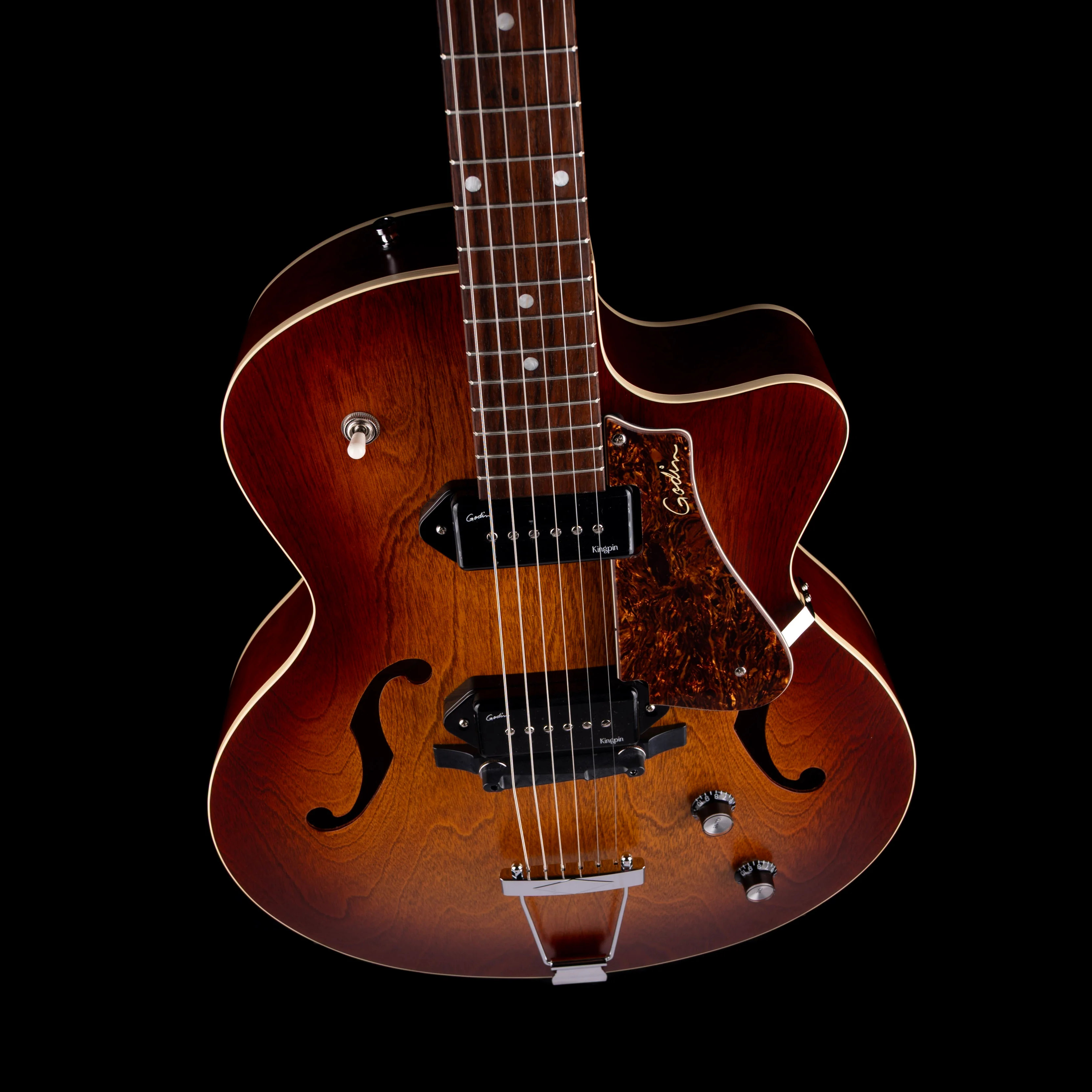 Used Godin 5th Avenue Kingpin Cognac Burst 2-P90 With Gig Bag - Image 3
