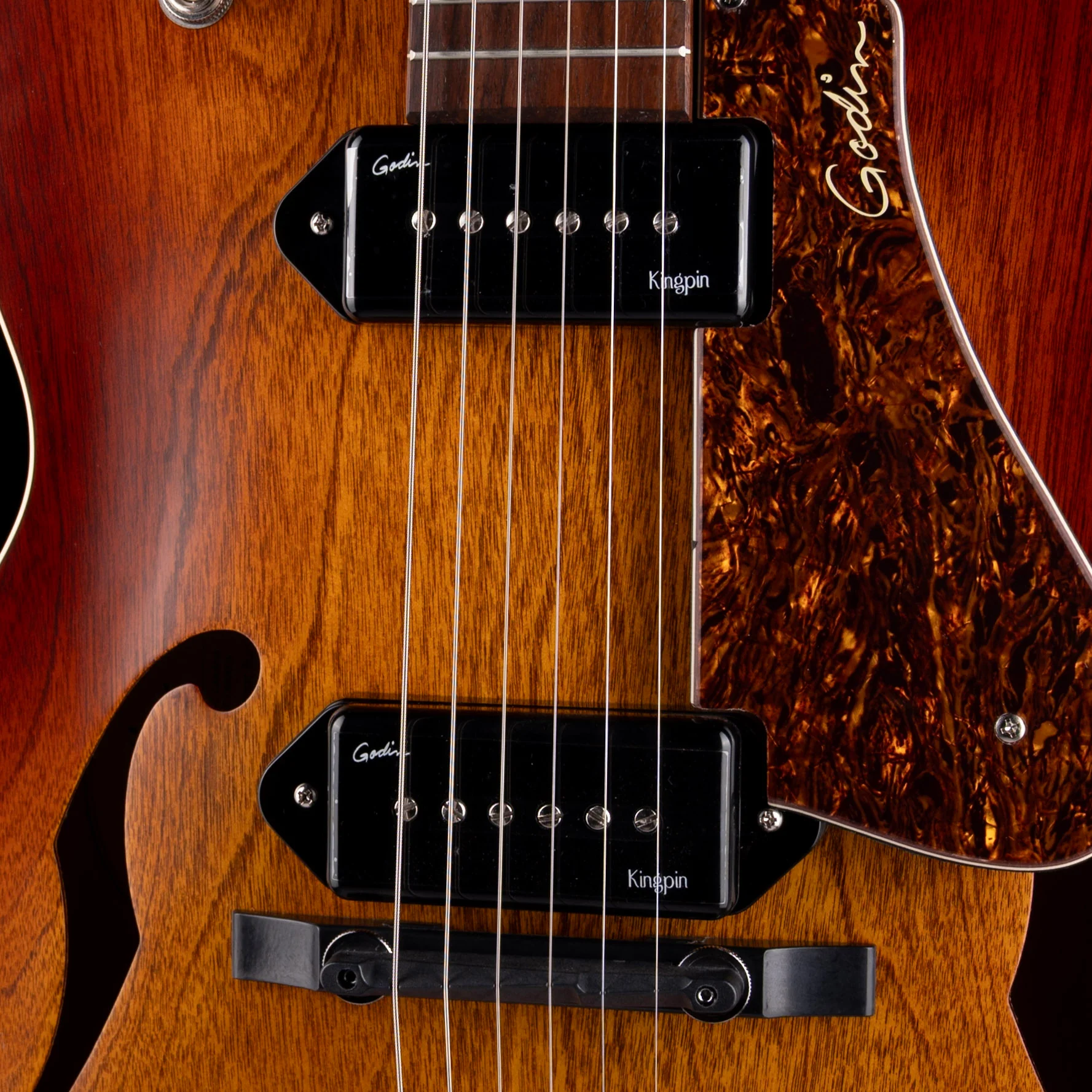Used Godin 5th Avenue Kingpin Cognac Burst 2-P90 With Gig Bag - Image 4