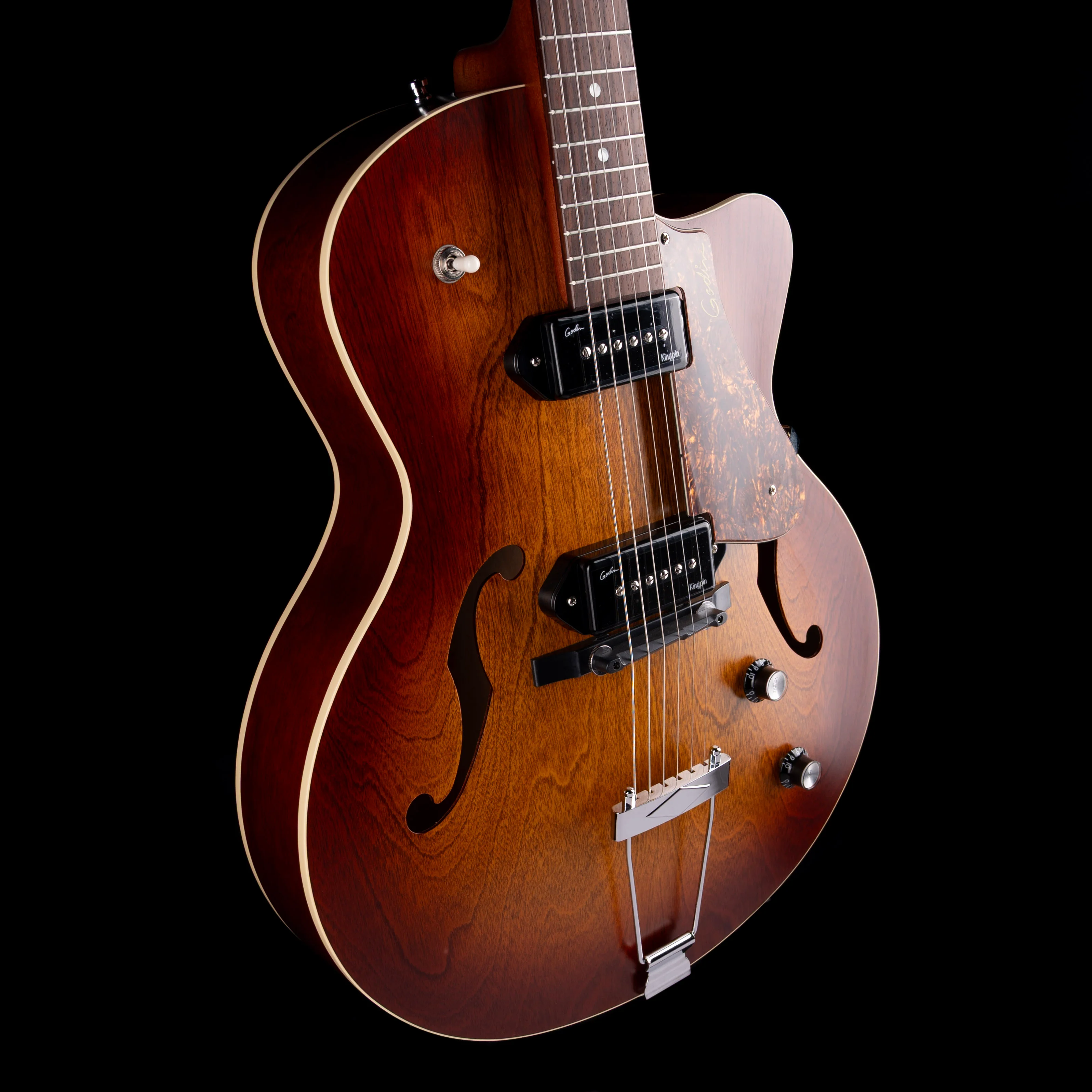 Used Godin 5th Avenue Kingpin Cognac Burst 2-P90 With Gig Bag - Image 6