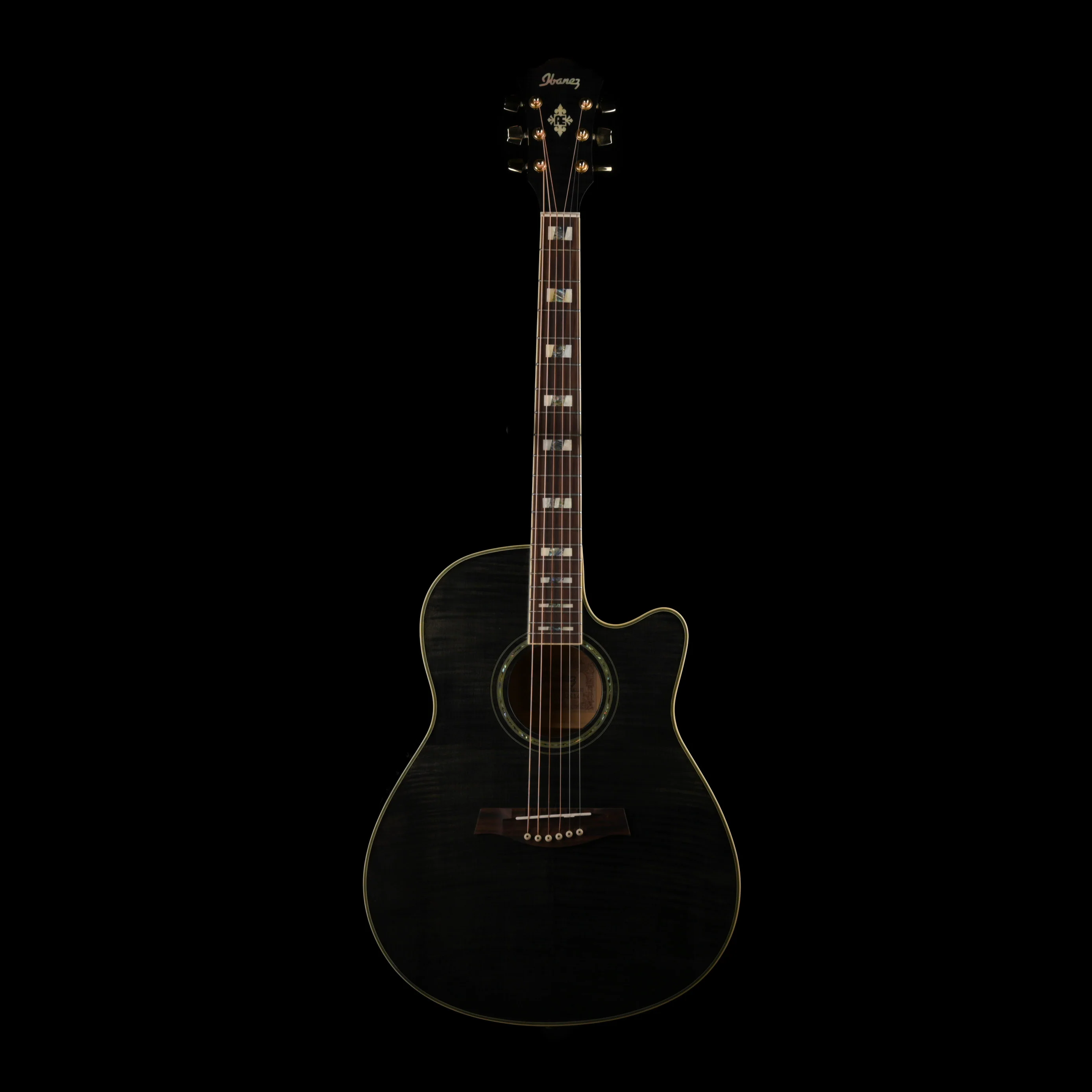 Used Ibanez AEF30E Trans Black Acoustic Electric Guitar with HSC - Image 2