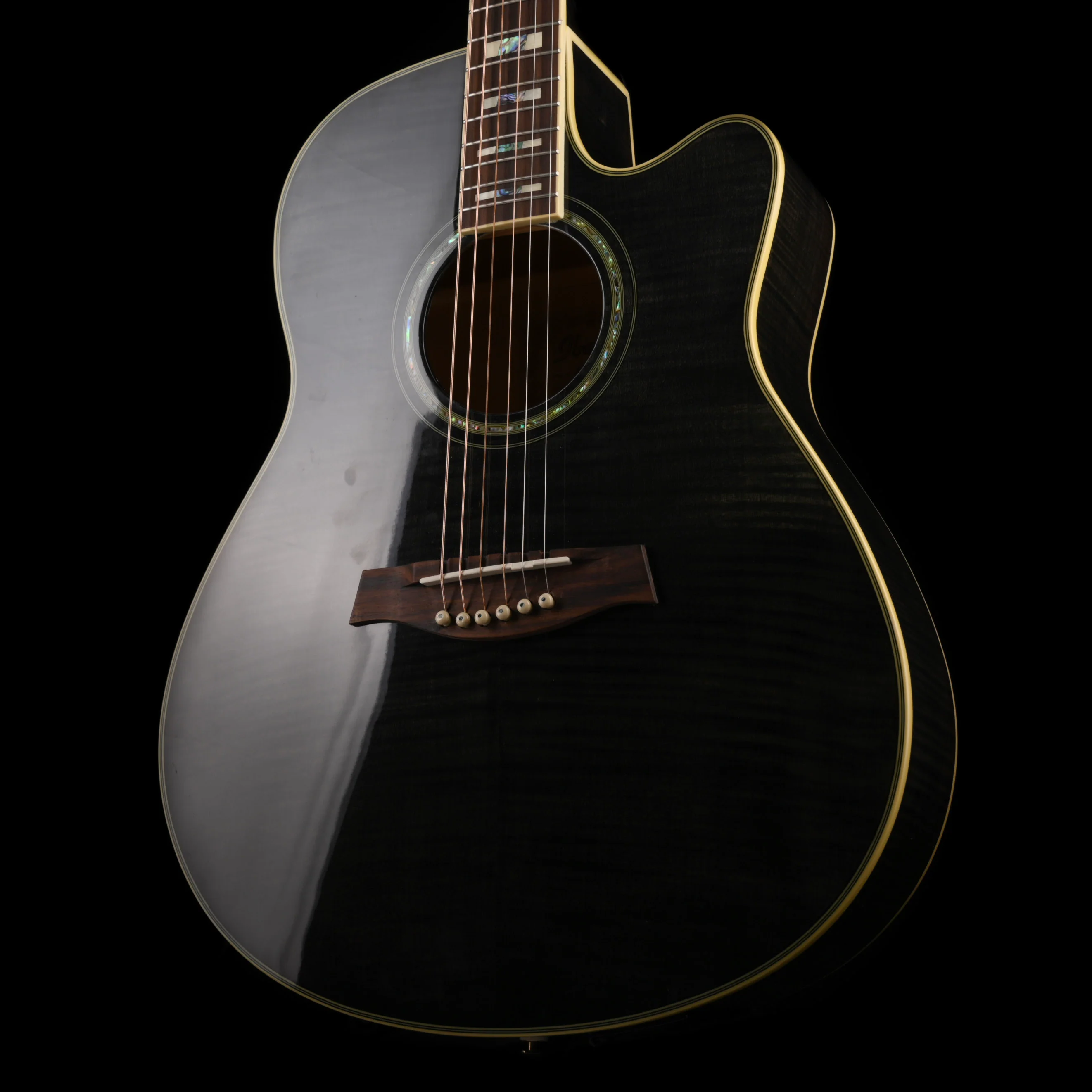 Used Ibanez AEF30E Trans Black Acoustic Electric Guitar with HSC - Image 3