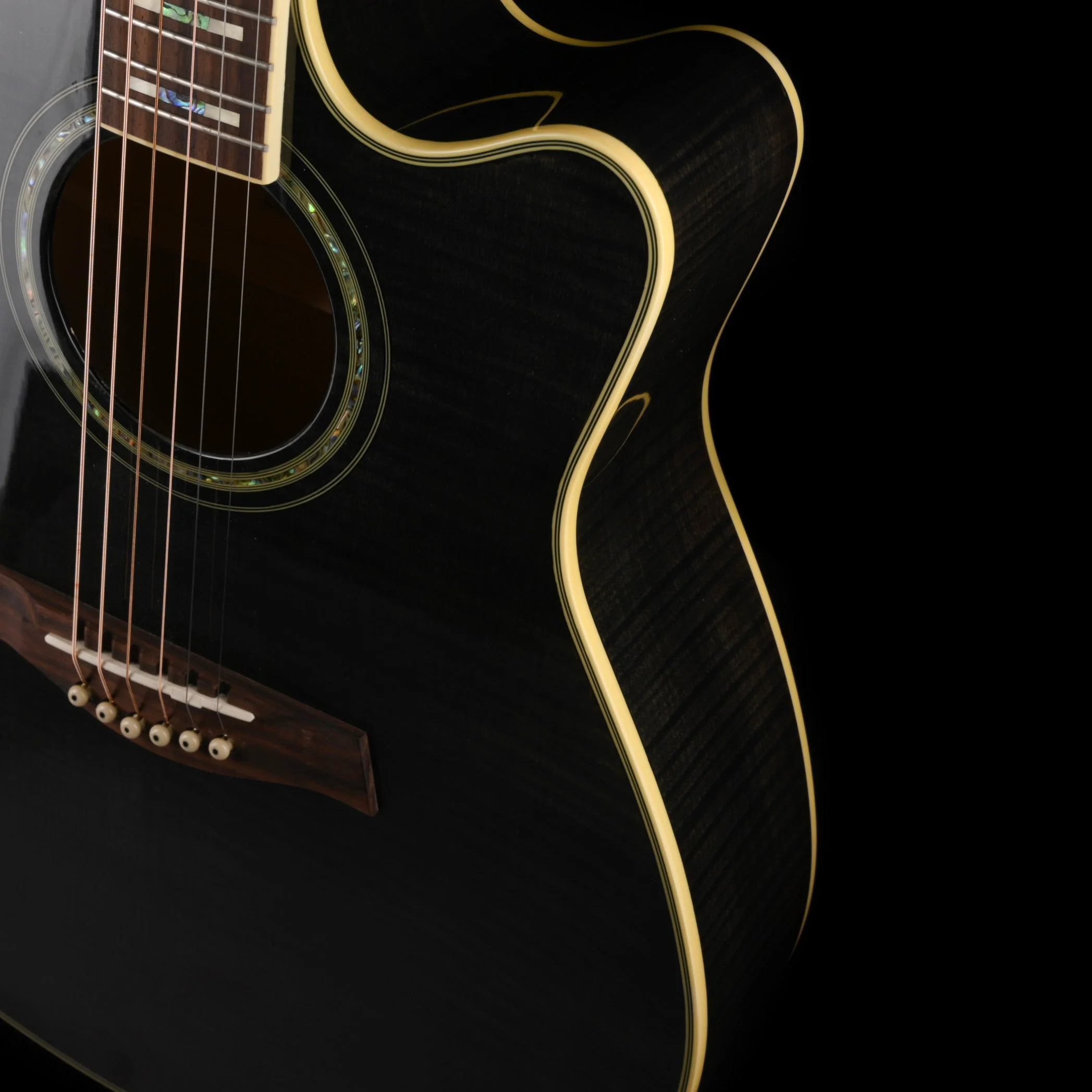 Used Ibanez AEF30E Trans Black Acoustic Electric Guitar with HSC - Image 4