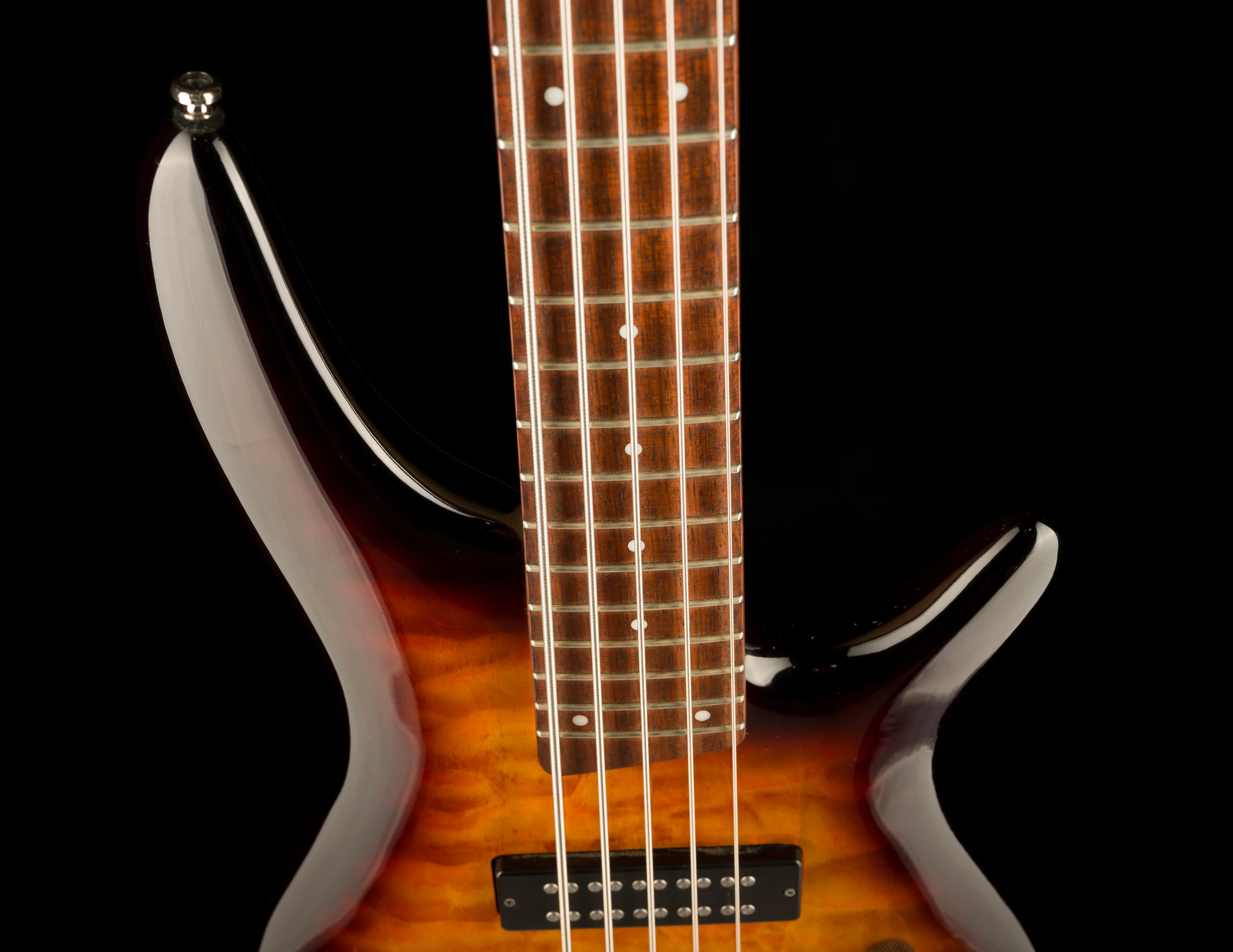 Used Ibanez SR405EQM SR Standard 5-String Bass Quilted Maple Dragon Eye Burst - Image 3