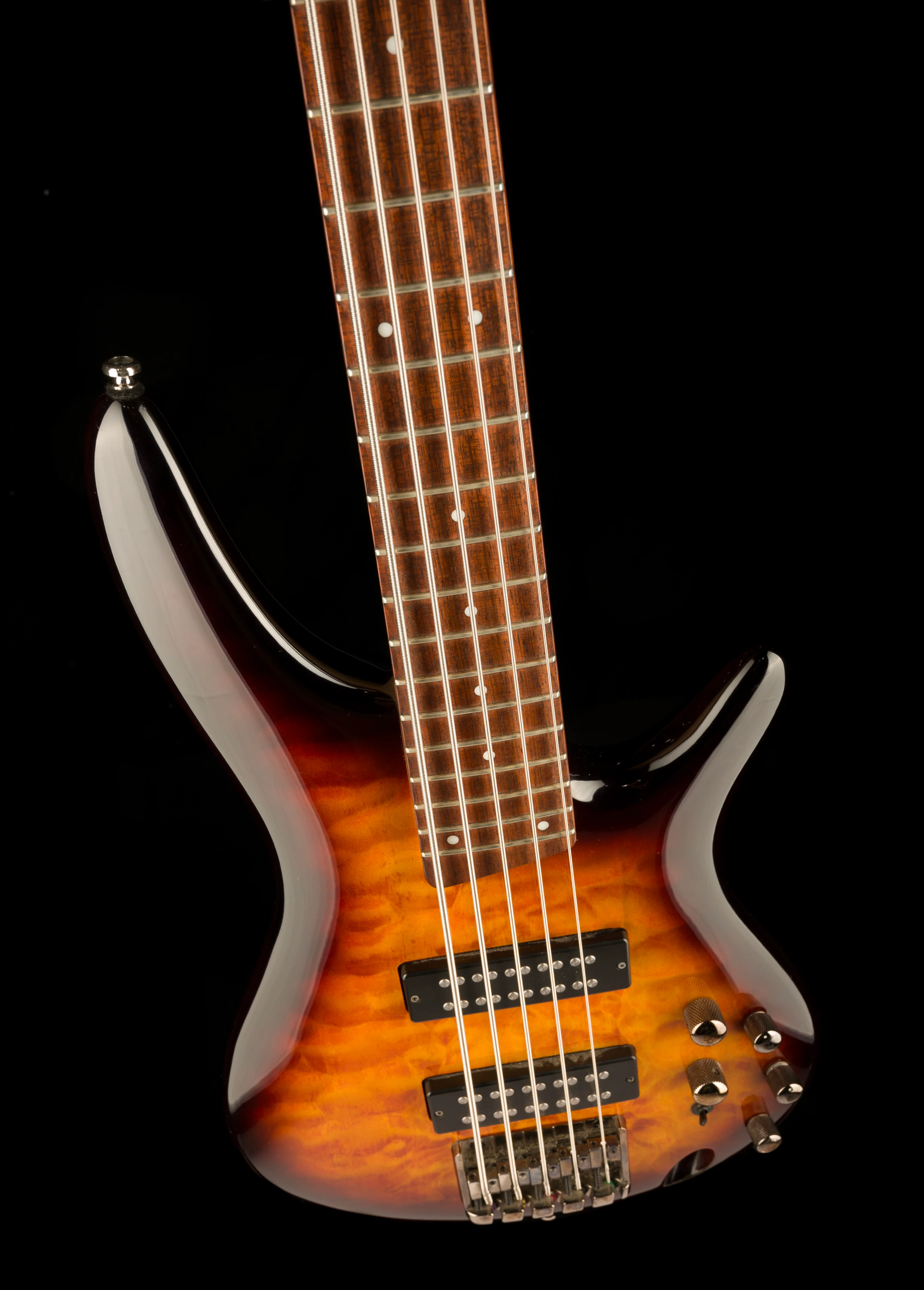 Used Ibanez SR405EQM SR Standard 5-String Bass Quilted Maple Dragon Eye Burst - Image 4