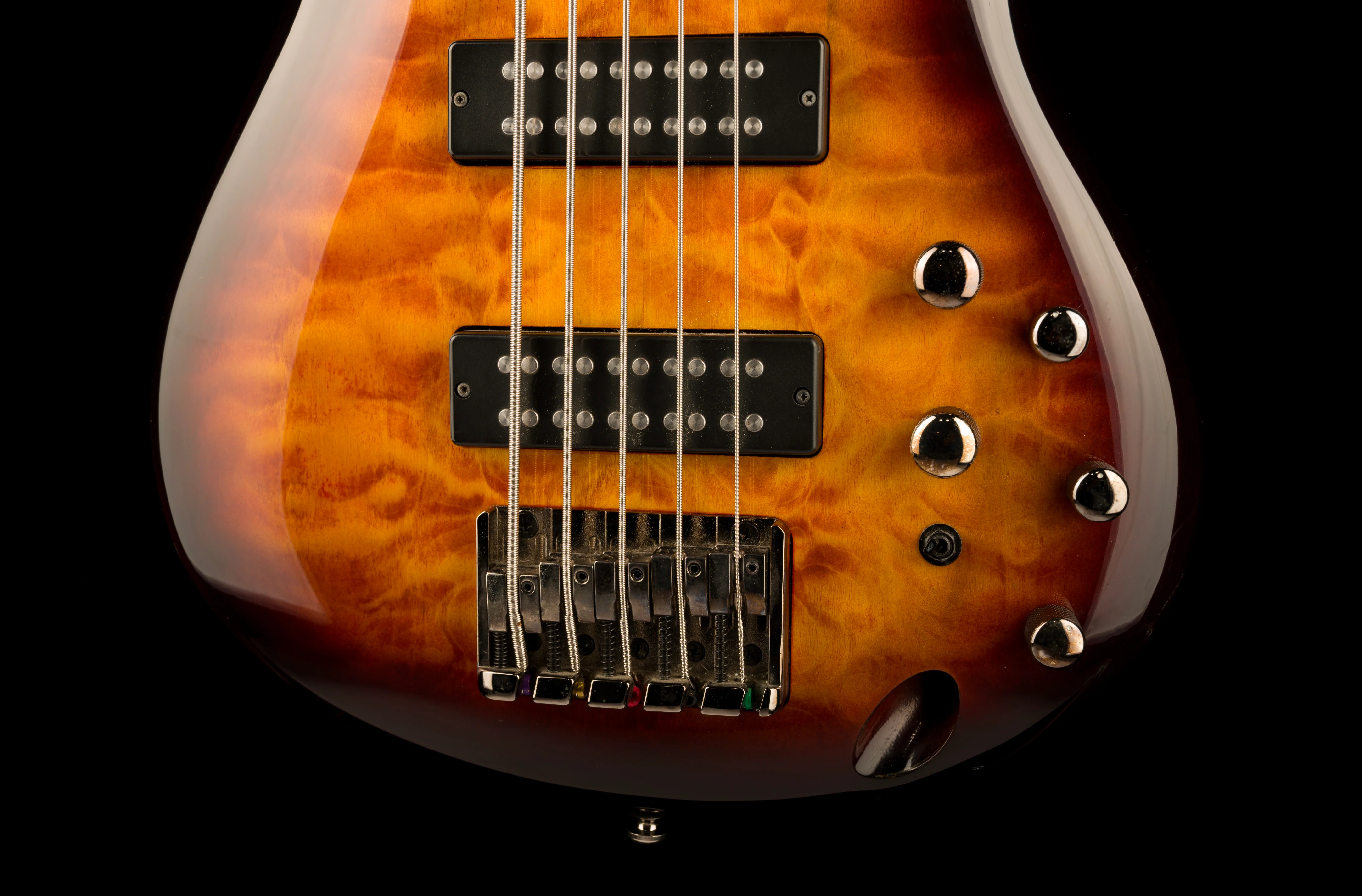 Used Ibanez SR405EQM SR Standard 5-String Bass Quilted Maple Dragon Eye Burst - Image 5