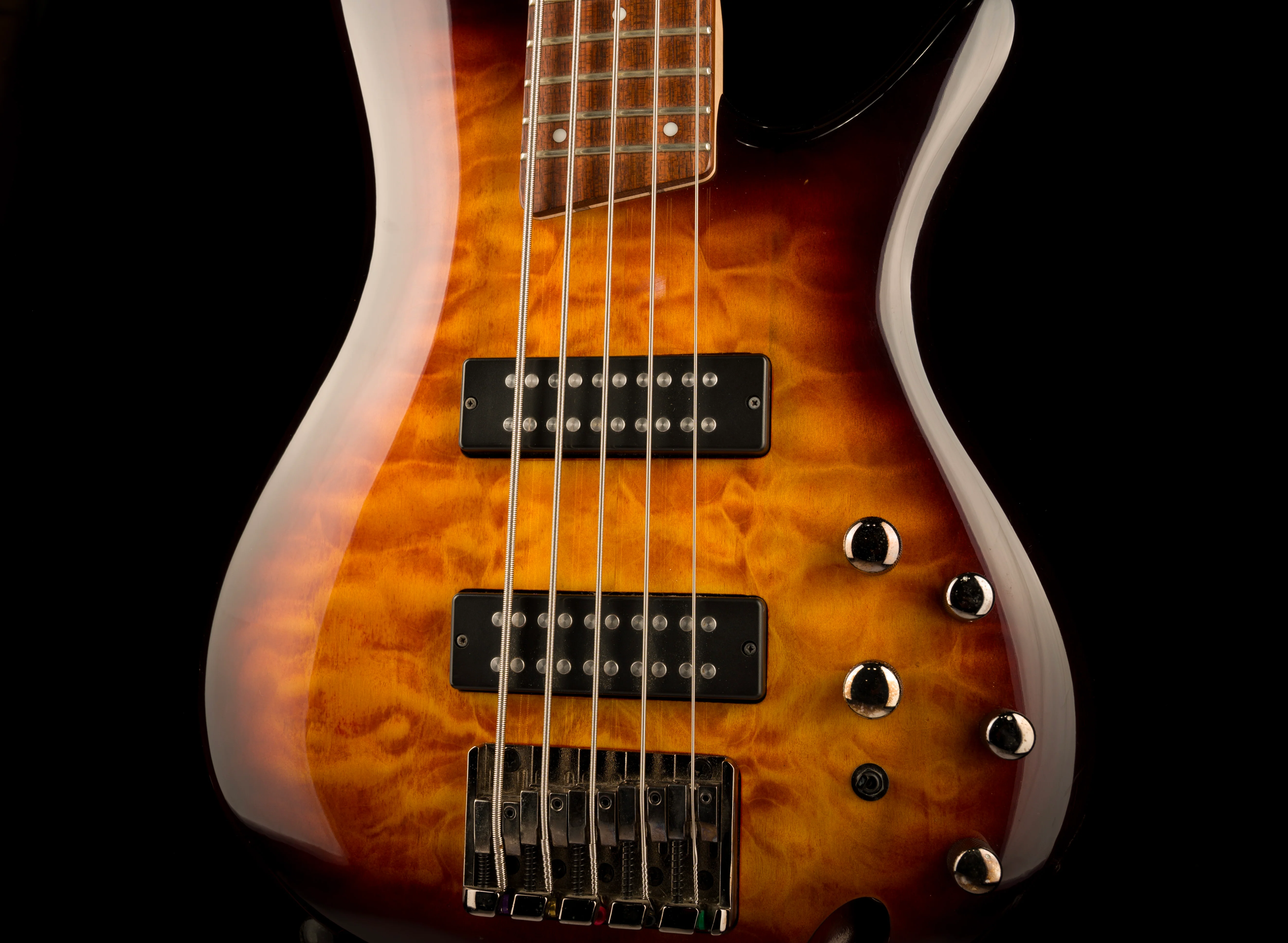 Used Ibanez SR405EQM SR Standard 5-String Bass Quilted Maple Dragon Eye Burst - Image 6