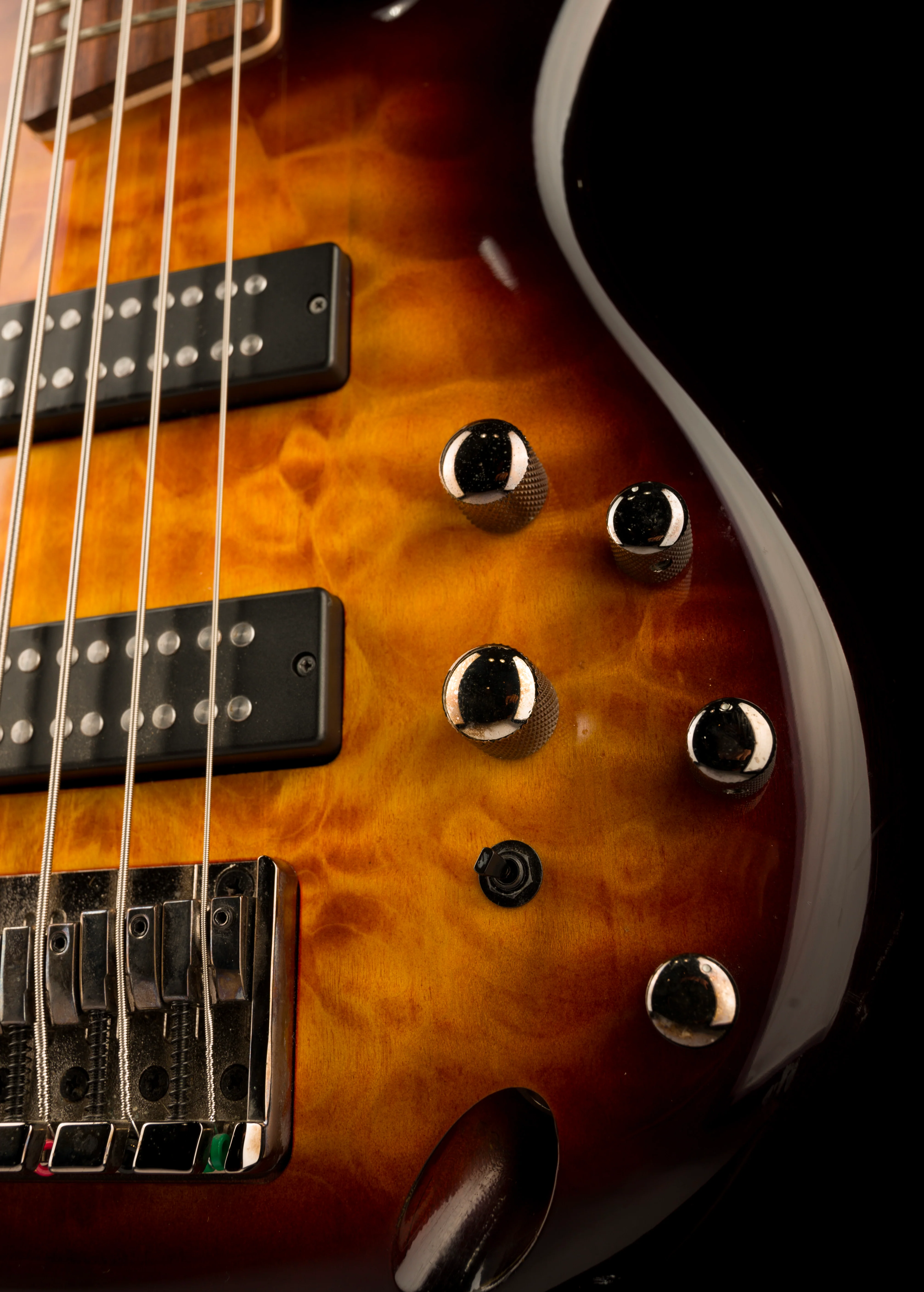 Used Ibanez SR405EQM SR Standard 5-String Bass Quilted Maple Dragon Eye Burst - Image 8
