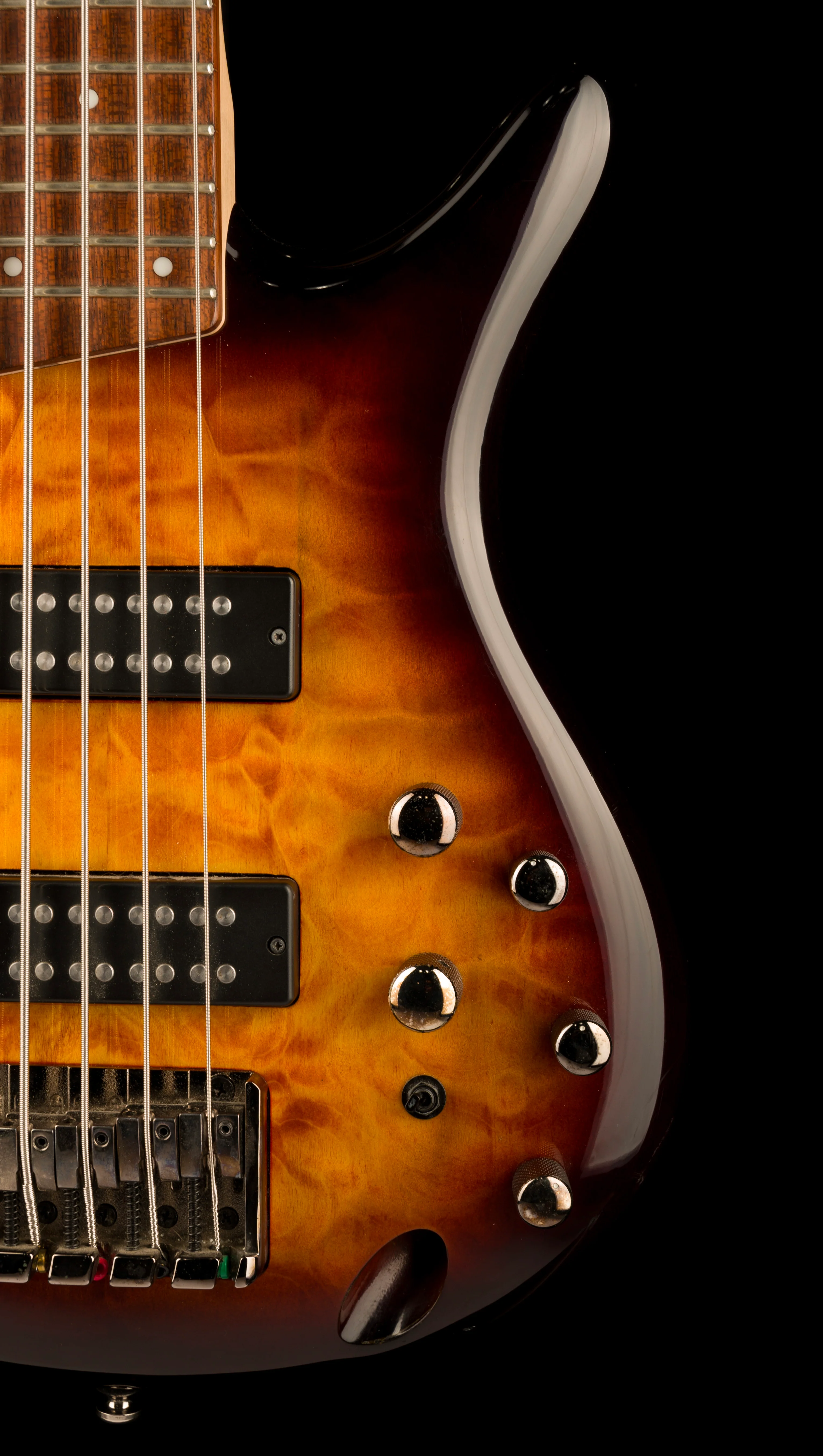 Used Ibanez SR405EQM SR Standard 5-String Bass Quilted Maple Dragon Eye Burst - Image 9
