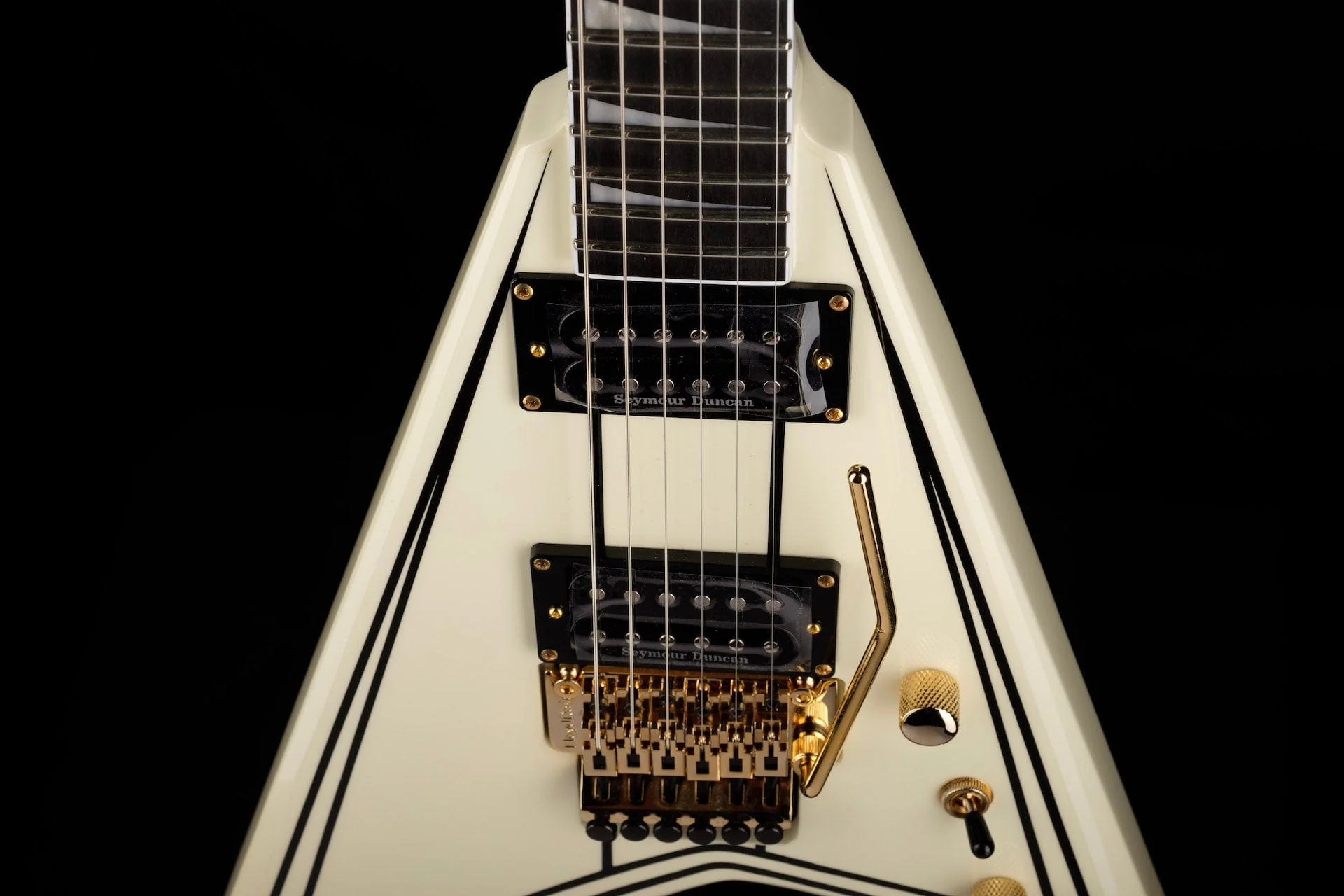 Used Jackson Pro Series Rhoads RR3 Ivory with Black Pinstripes - Image 3