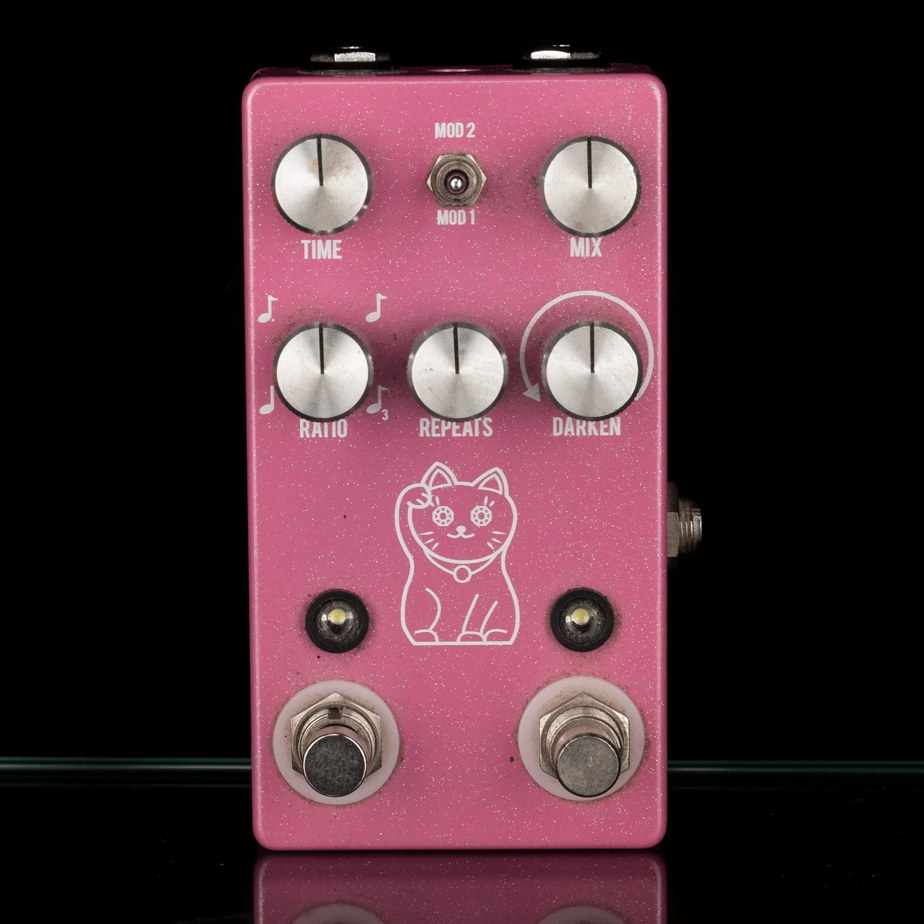 Used JHS Lucky Cat Delay Pink Guitar Effect Pedal With Box - Image 2