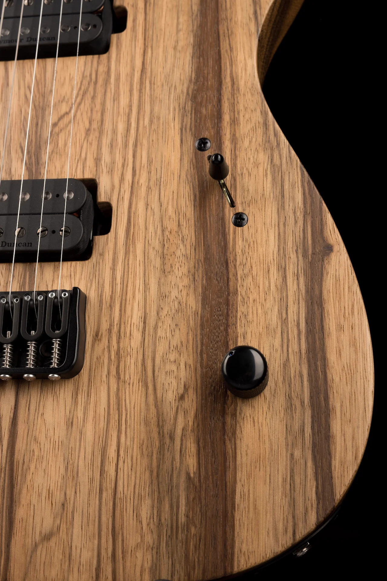 Used Mayones Duvell BL 7 String 27" Baritone Black Limba Trans Natural with Soft Case - Image 8