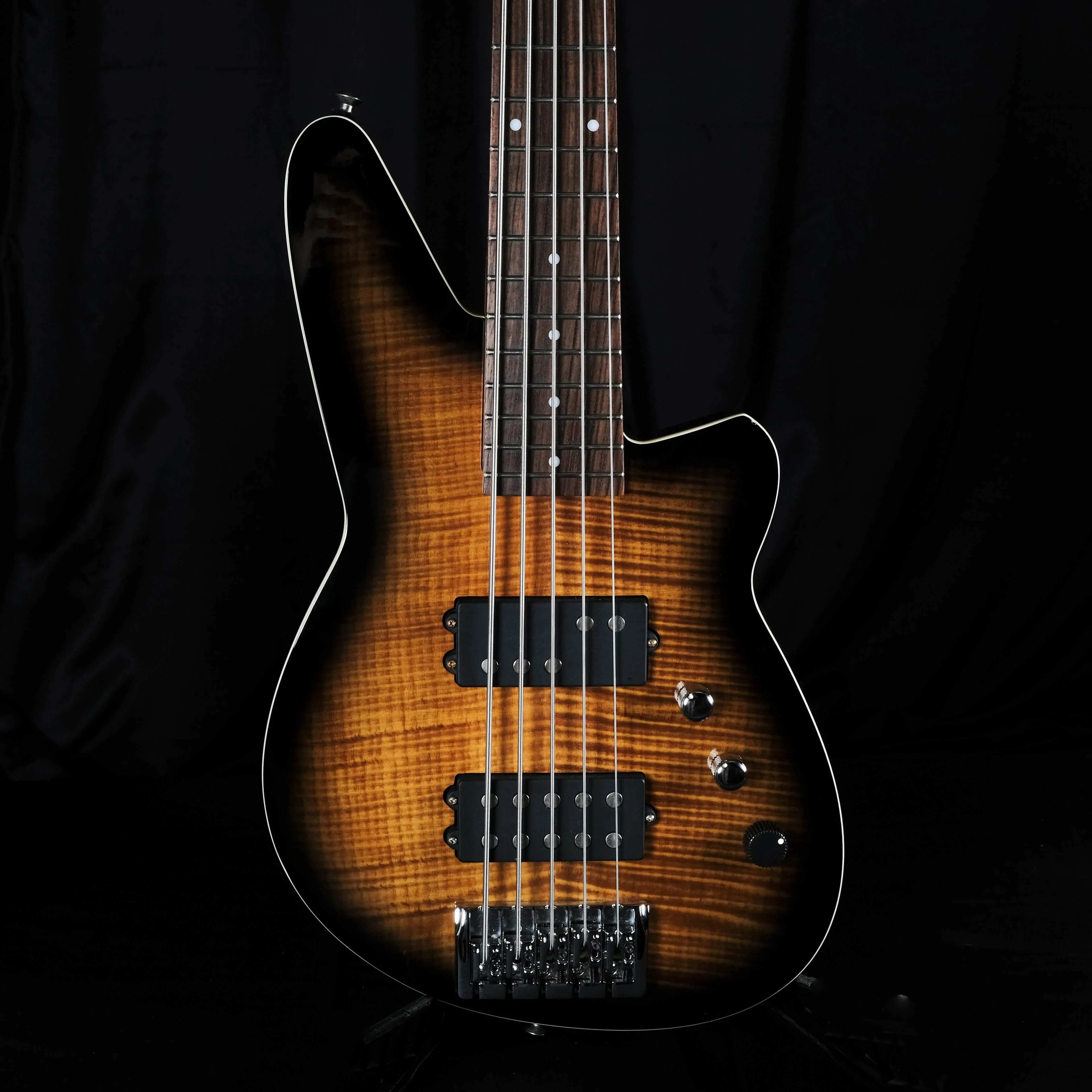 Used Reverend Mercalli 5FM Coffeeburst Flame Maple Bass Guitar With Case