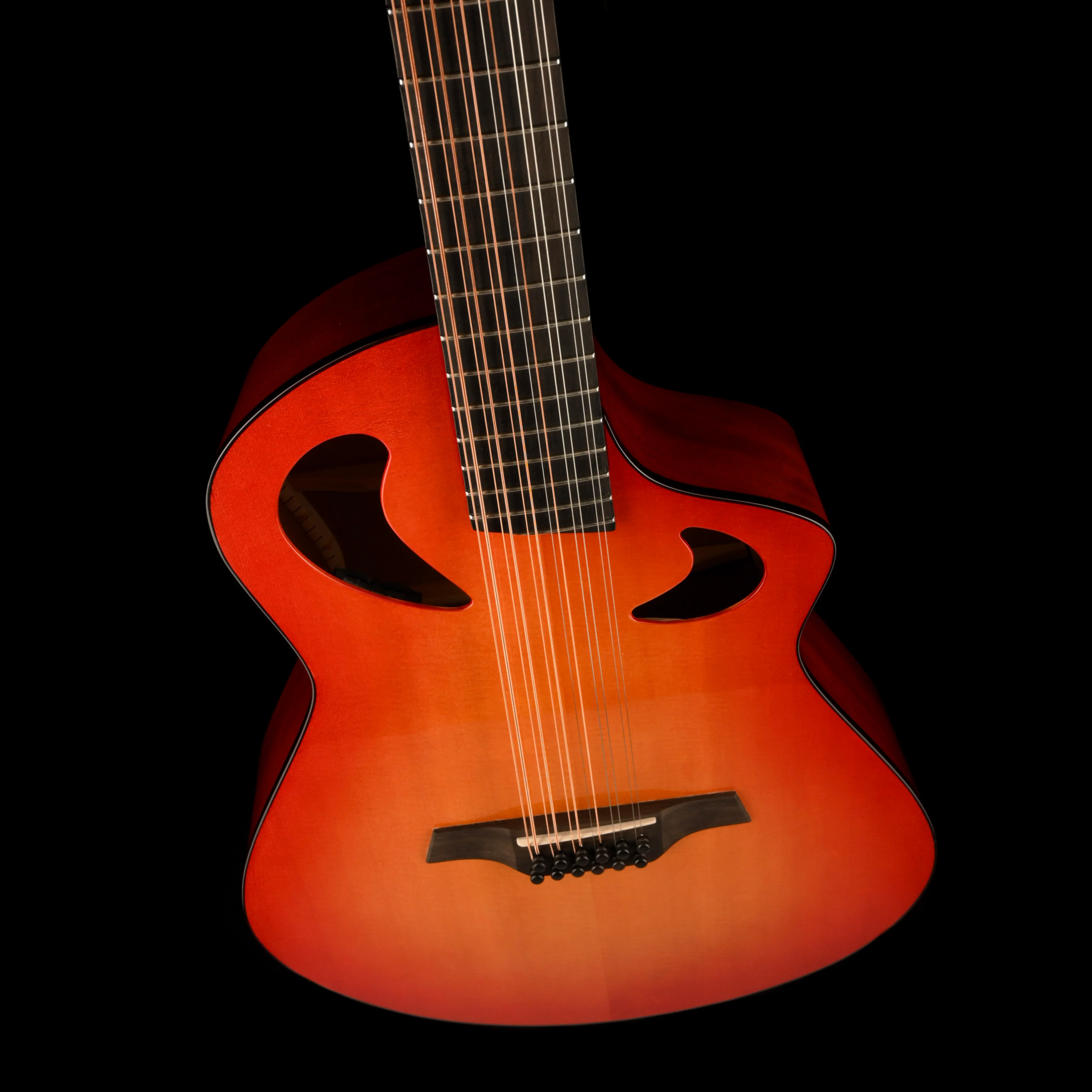 Veillette Grand 16" Baritone 12 String Acoustic Electric Guitar Cherry Sunburst with Case - Image 3