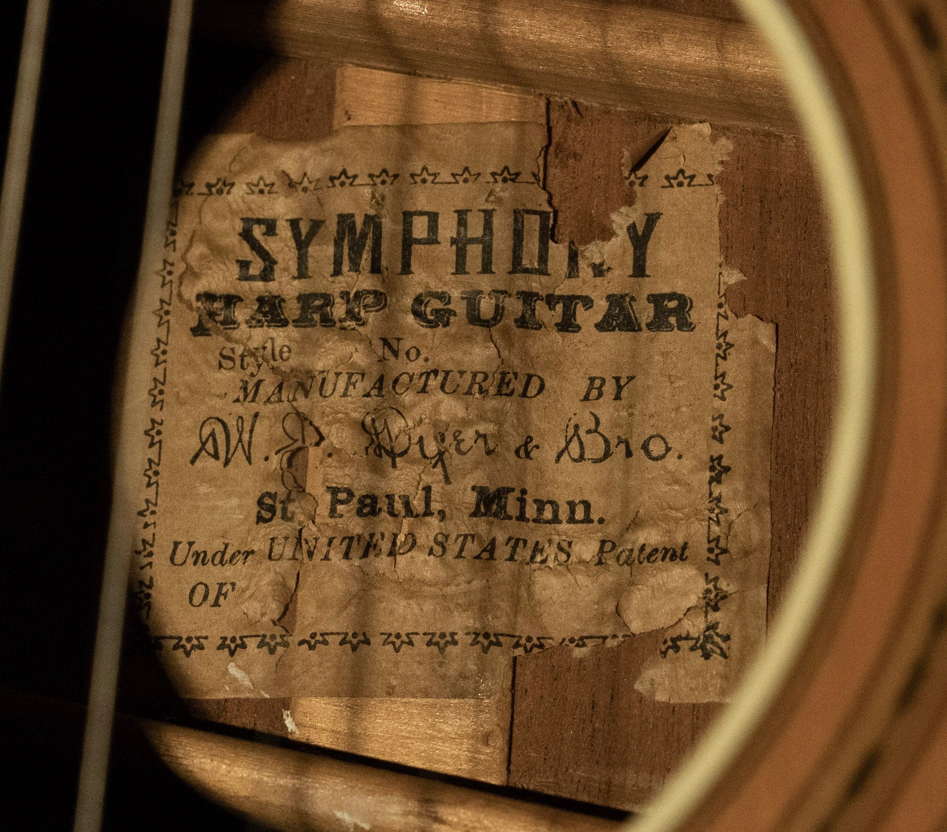 Vintage 1907 Larson Brothers Dyer Symphony Style 5 Harp Guitar Owned by Ry Cooder - Image 15