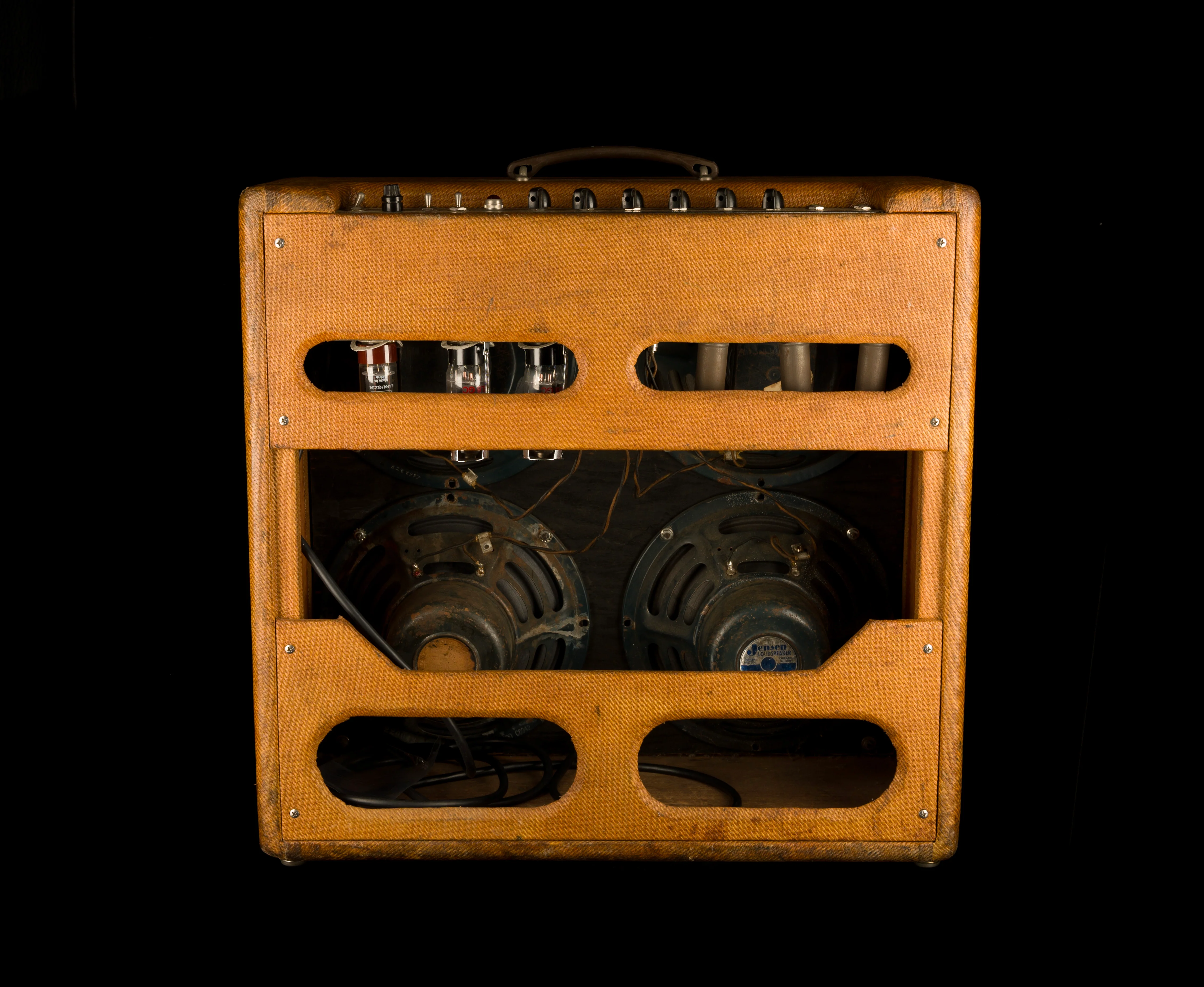 Vintage 1960 Fender Bassman Tweed Guitar Amp Combo with Cover - Image 10