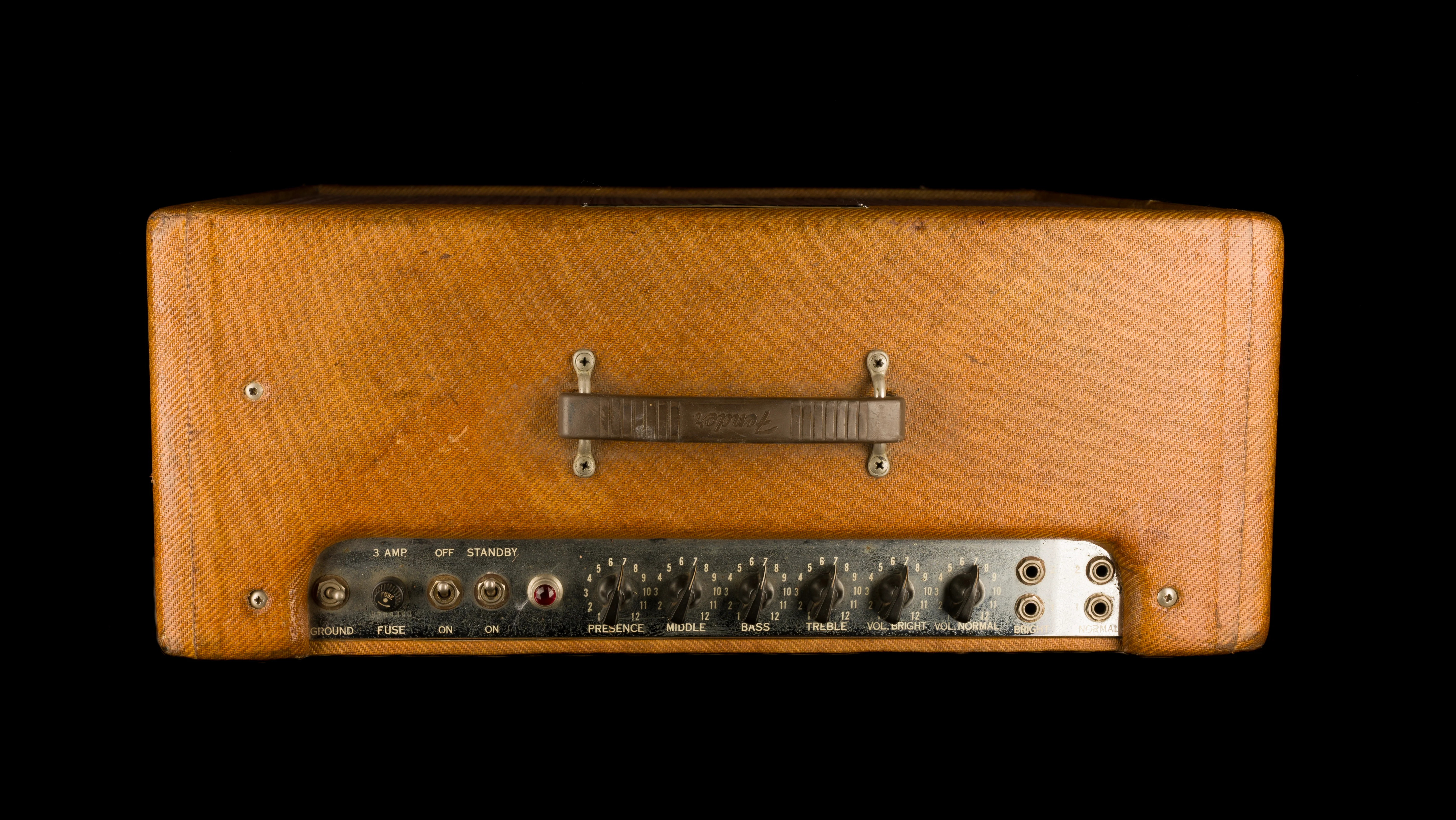 Vintage 1960 Fender Bassman Tweed Guitar Amp Combo with Cover - Image 4