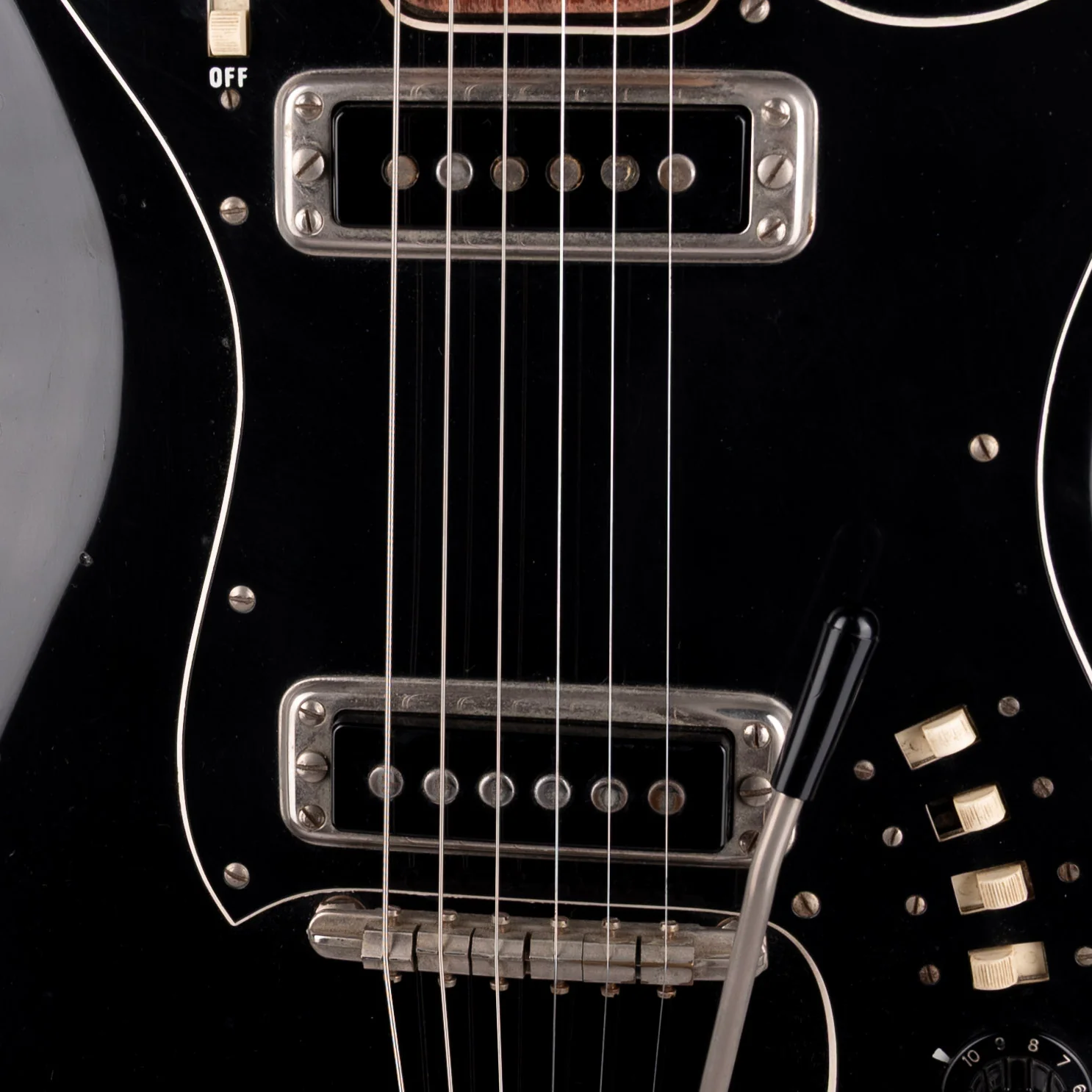 Vintage 1967 Hagstrom H-2 Black Electric Guitar With Gig Bag - Image 4