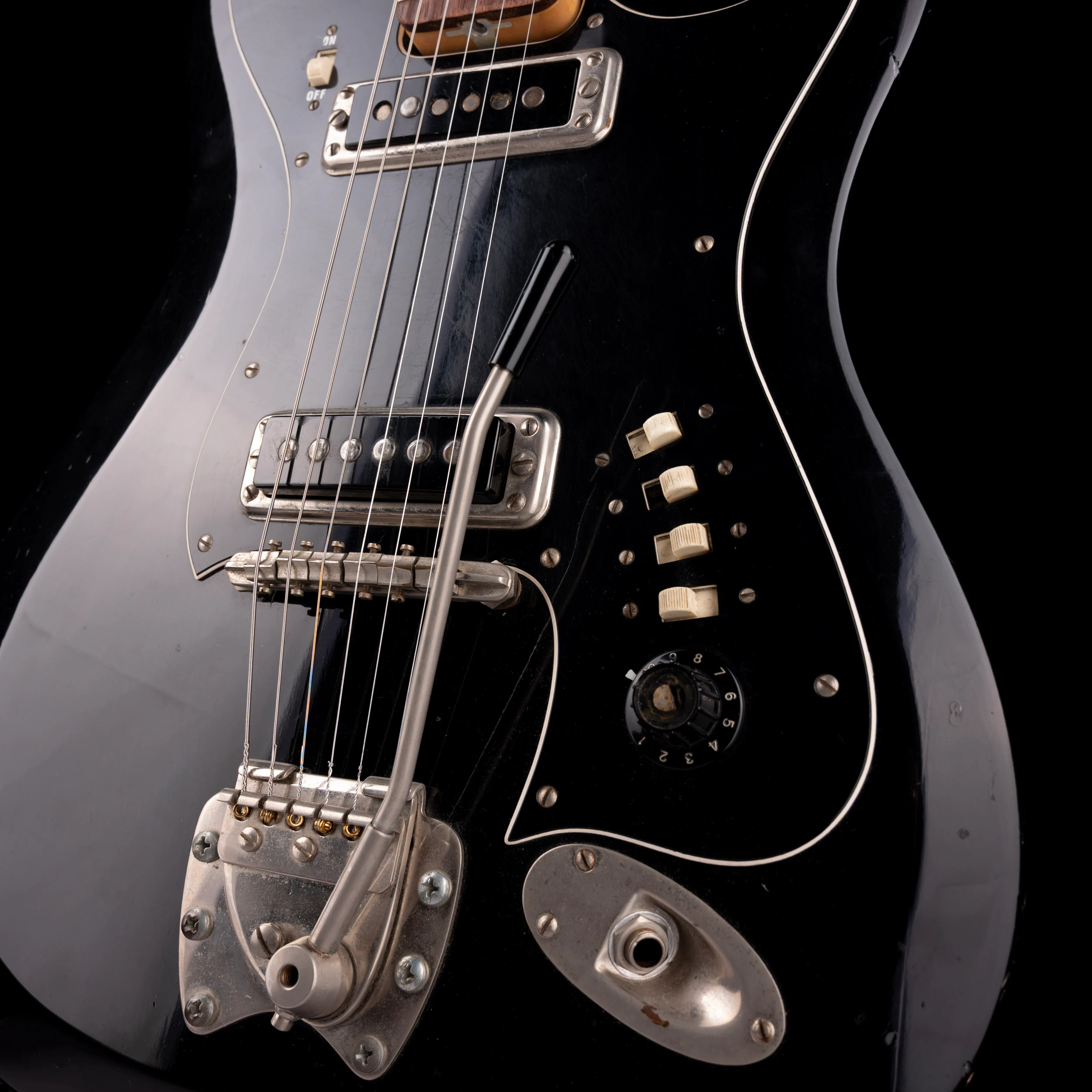 Vintage 1967 Hagstrom H-2 Black Electric Guitar With Gig Bag - Image 6