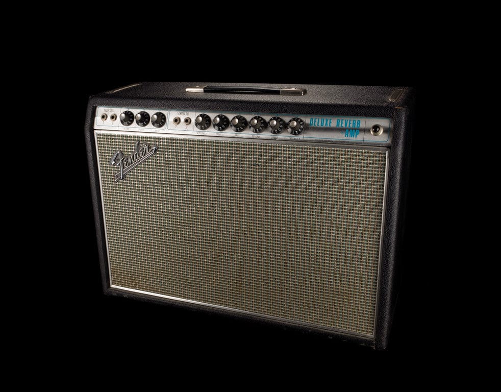 Vintage 1968 Fender Deluxe Reverb Black/Silver Guitar Amp Combo - Image 2
