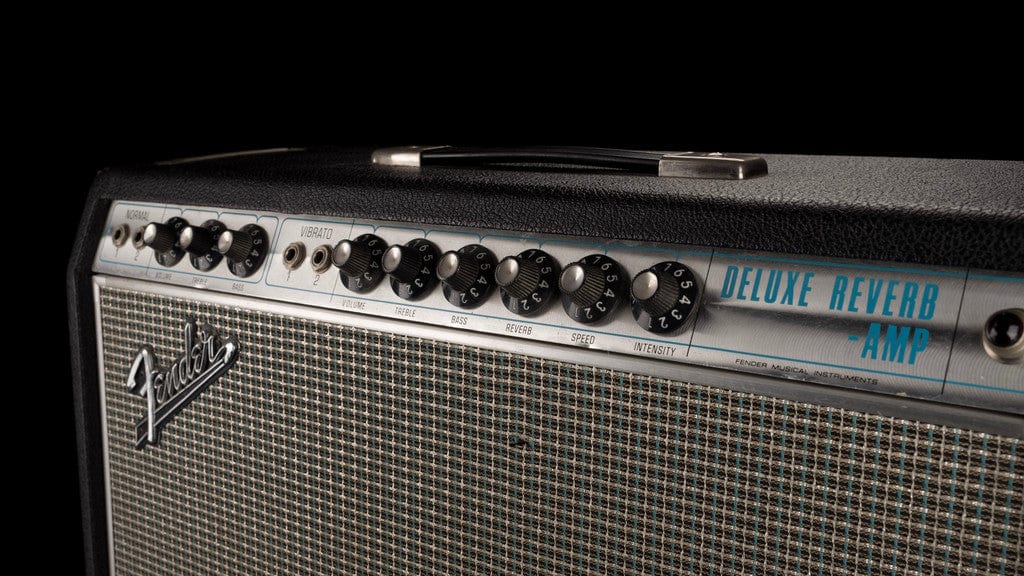 Vintage 1968 Fender Deluxe Reverb Black/Silver Guitar Amp Combo - Image 3
