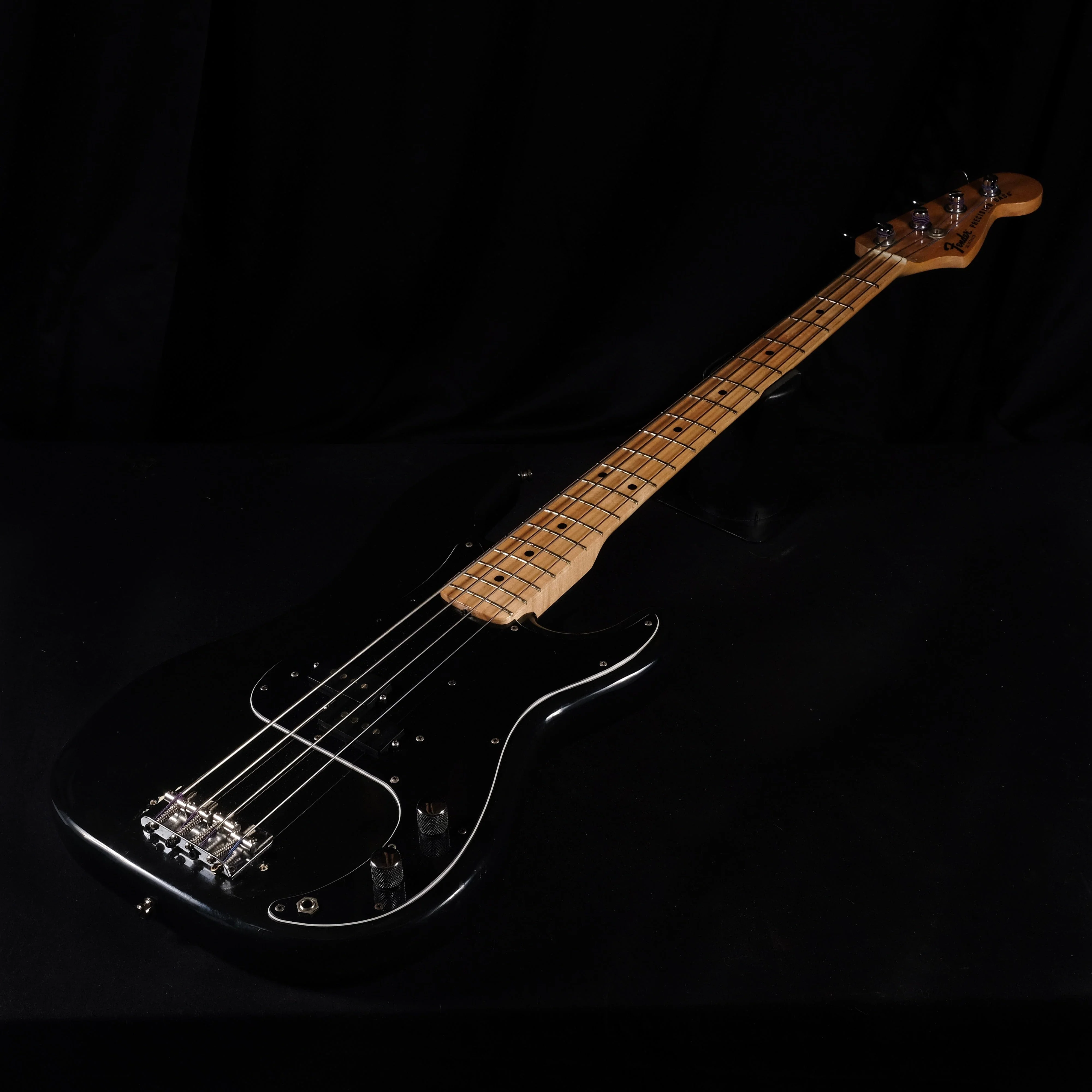 Vintage 1977 Fender Precision Bass Maple Neck Black With OHSC - Image 3
